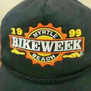 1999 BIKE WEEK BIKER MYRTLE BEACH BALL CAP SNAPBACK BLACK VINTAGE Motorcycle